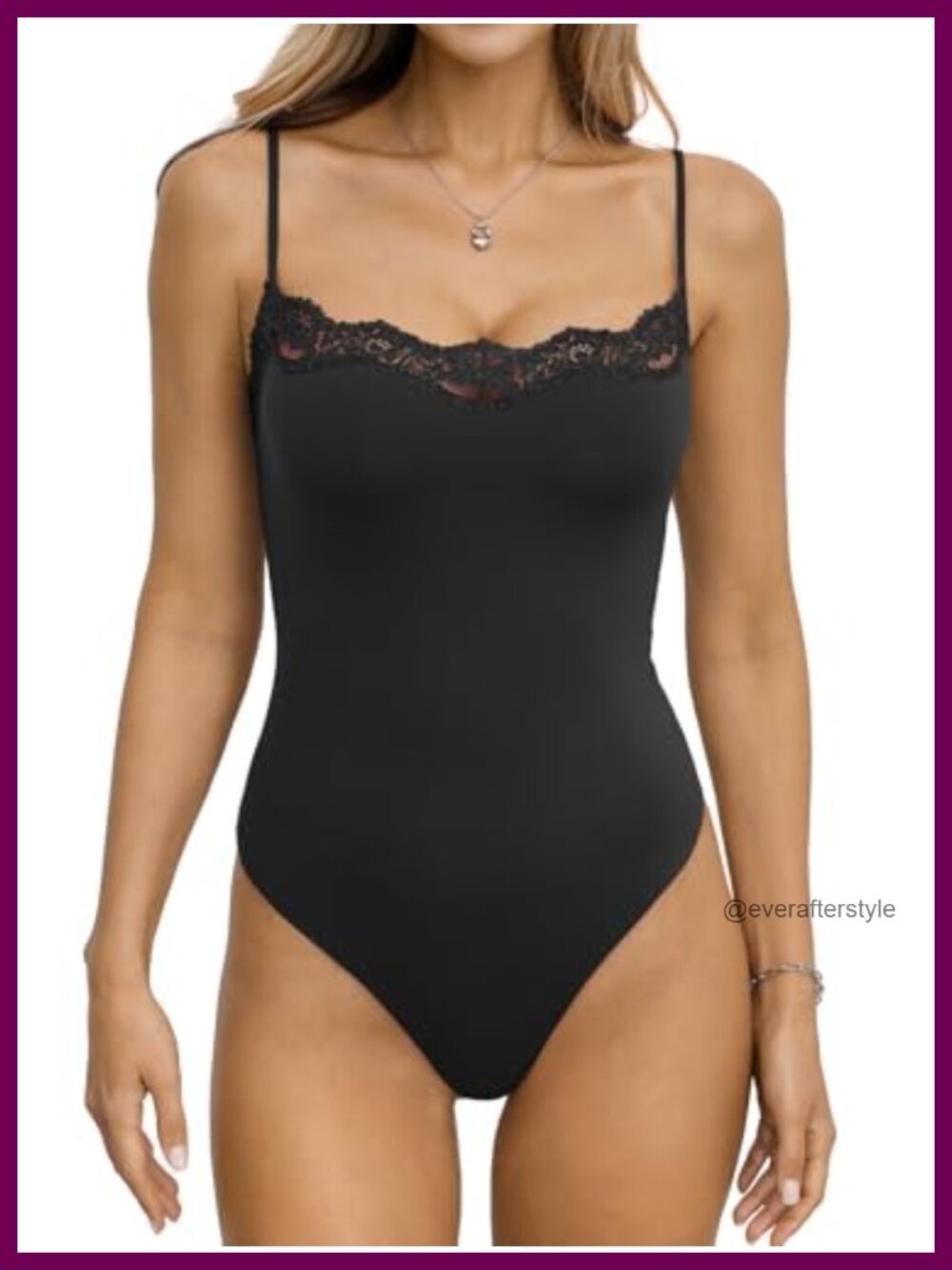 Lace Bodysuit Thong Square Neck Cami Tank Top Double Lined